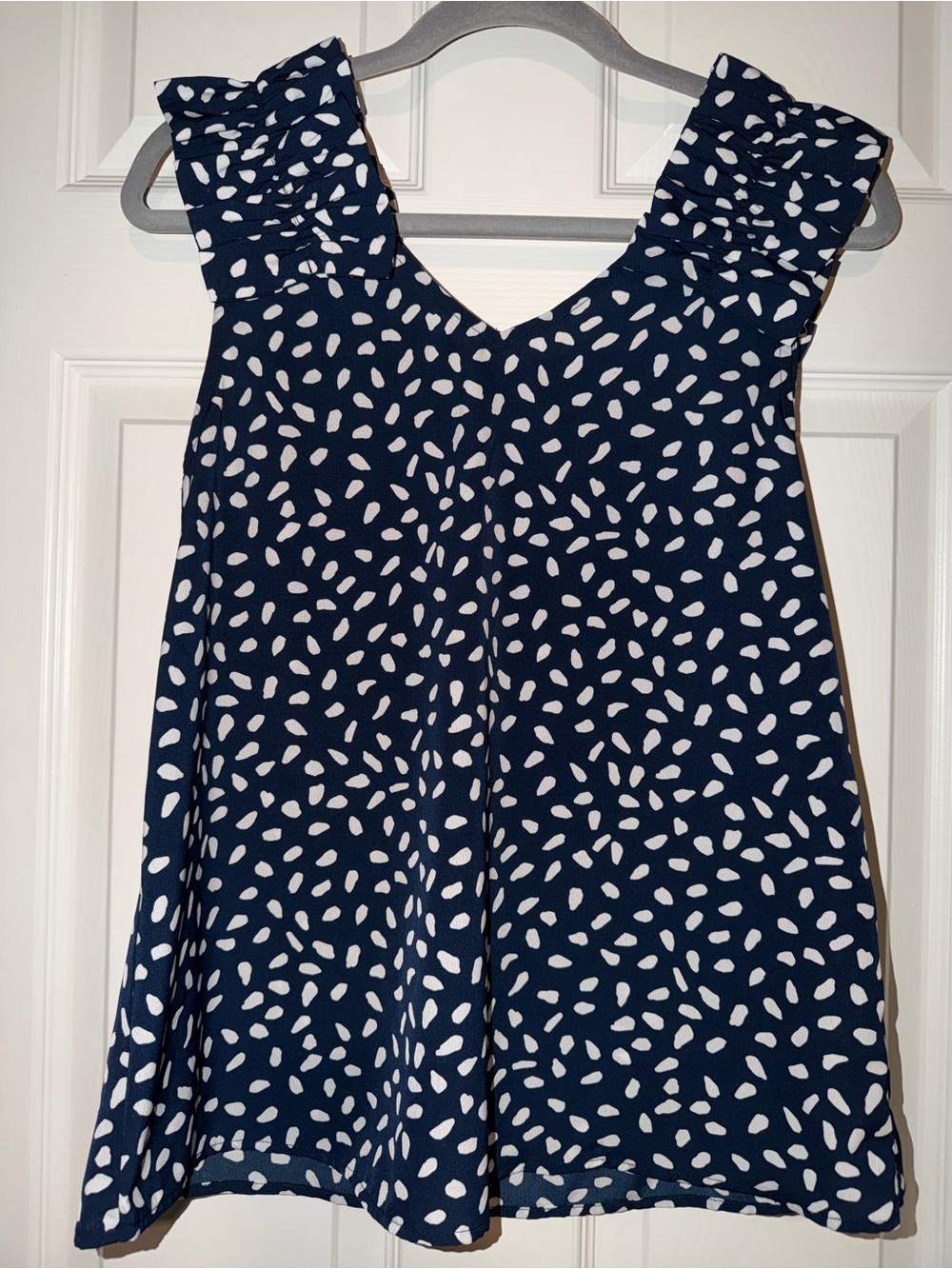 entro Navy and White Polka Dot Sleeveless Top